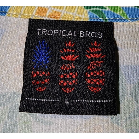 Tropical Bros Shirt Polo Hawaiian Pineapple All Over Print Large Exc. Condition - Picture 2 of 4